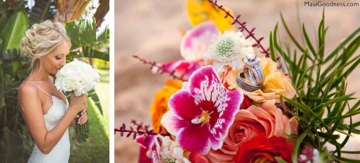 bride and flowers